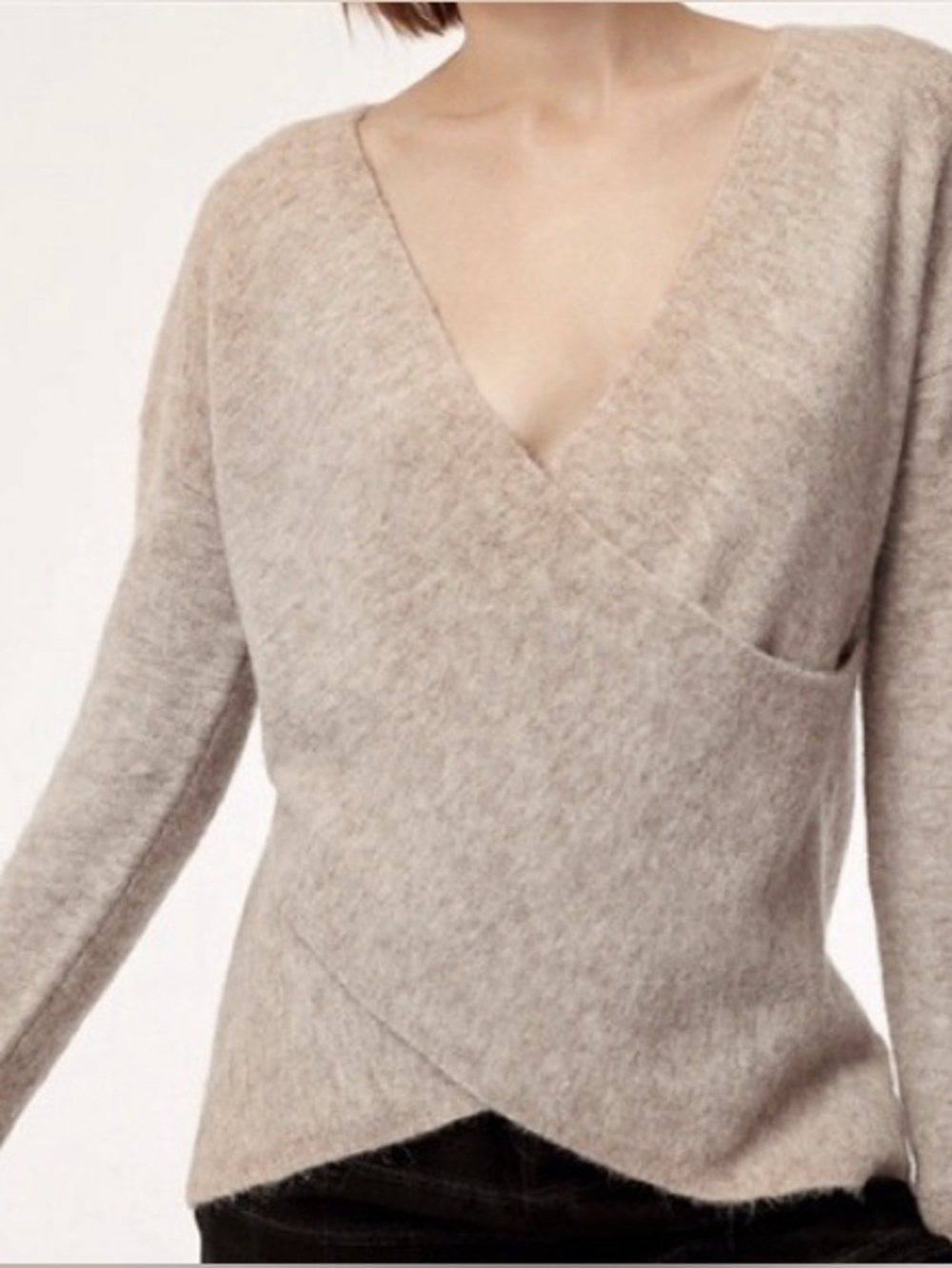 Aritzia Group by Babaton Bandini Wrap Sweater Size Small Wool Tan